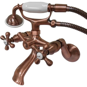 image:imageKingston Brass KS266MB Kingston Wall Mount Clawfoot Tub Faucet with Hand Shower Matte BlackAntique Copper
