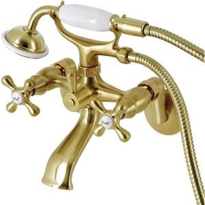 image:imageKingston Brass KS266MB Kingston Wall Mount Clawfoot Tub Faucet with Hand Shower Matte BlackBrushed Brass