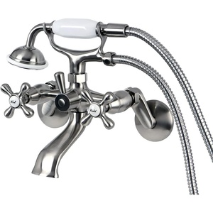 image:imageKingston Brass KS266MB Kingston Wall Mount Clawfoot Tub Faucet with Hand Shower Matte BlackBrushed Nickel