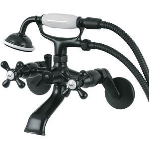 image:imageKingston Brass KS266MB Kingston Wall Mount Clawfoot Tub Faucet with Hand Shower Matte BlackMatte Black