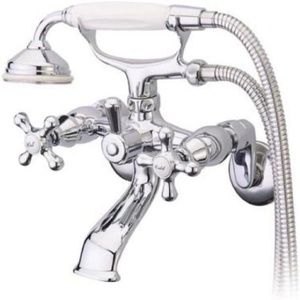 image:imageKingston Brass KS266MB Kingston Wall Mount Clawfoot Tub Faucet with Hand Shower Matte BlackPolished Chrome
