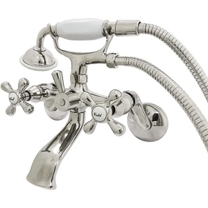 image:imageKingston Brass KS266MB Kingston Wall Mount Clawfoot Tub Faucet with Hand Shower Matte BlackPolished Nickel