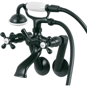 image:imageKingston Brass KS269ORB Vintage Wall Mount Clawfoot Tub Filler with Hand Shower Oil Rubbed Bronze  OilRubbed Bronze 913 x 75 x 6Matte Black
