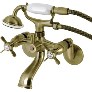 image:imageKingston Brass KS286C ESSEX 3 to 9 Adjustable Centers Wall Mount Clawfoot Tub Filler with Hand Shower Polished ChromeAntique Brass