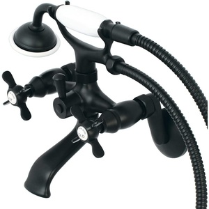 image:imageKingston Brass KS286C ESSEX 3 to 9 Adjustable Centers Wall Mount Clawfoot Tub Filler with Hand Shower Polished ChromeMatte Black