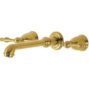 image:imageKingston Brass KS7026NL Naples TwoHandle 3Hole Wall Mount Roman Tub Faucet in Polished NickelBrushed Brass