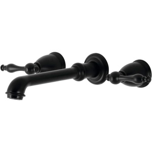 image:imageKingston Brass KS7026NL Naples TwoHandle 3Hole Wall Mount Roman Tub Faucet in Polished NickelMatte Black