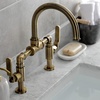 image:imageKingston Brass KS2173KL Whitaker Industrial Style Bridge Bathroom Faucet with PopUp Drain Antique BrassAntique Brass