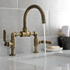 image:imageKingston Brass KS2173KL Whitaker Industrial Style Bridge Bathroom Faucet with PopUp Drain Antique BrassAntique Brass