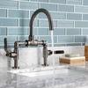 image:imageKingston Brass KS2173KL Whitaker Industrial Style Bridge Bathroom Faucet with PopUp Drain Antique BrassBlack Stainless