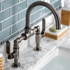 image:imageKingston Brass KS2173KL Whitaker Industrial Style Bridge Bathroom Faucet with PopUp Drain Antique BrassBlack Stainless