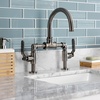 image:imageKingston Brass KS2173KL Whitaker Industrial Style Bridge Bathroom Faucet with PopUp Drain Antique BrassBlack Stainless