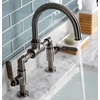 image:imageKingston Brass KS2173KL Whitaker Industrial Style Bridge Bathroom Faucet with PopUp Drain Antique BrassBlack Stainless