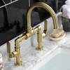 image:imageKingston Brass KS2173KL Whitaker Industrial Style Bridge Bathroom Faucet with PopUp Drain Antique BrassBrushed Brass