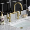 image:imageKingston Brass KS2173KL Whitaker Industrial Style Bridge Bathroom Faucet with PopUp Drain Antique BrassBrushed Brass
