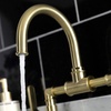 image:imageKingston Brass KS2173KL Whitaker Industrial Style Bridge Bathroom Faucet with PopUp Drain Antique BrassBrushed Brass