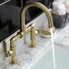image:imageKingston Brass KS2173KL Whitaker Industrial Style Bridge Bathroom Faucet with PopUp Drain Antique BrassBrushed Brass