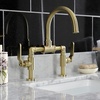 image:imageKingston Brass KS2173KL Whitaker Industrial Style Bridge Bathroom Faucet with PopUp Drain Antique BrassBrushed Brass