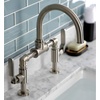 image:imageKingston Brass KS2173KL Whitaker Industrial Style Bridge Bathroom Faucet with PopUp Drain Antique BrassBrushed Nickel