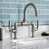 image:imageKingston Brass KS2173KL Whitaker Industrial Style Bridge Bathroom Faucet with PopUp Drain Antique BrassBrushed Nickel