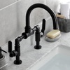 image:imageKingston Brass KS2173KL Whitaker Industrial Style Bridge Bathroom Faucet with PopUp Drain Antique BrassMatte Black