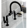 image:imageKingston Brass KS2173KL Whitaker Industrial Style Bridge Bathroom Faucet with PopUp Drain Antique BrassMatte Black