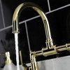 image:imageKingston Brass KS2173KL Whitaker Industrial Style Bridge Bathroom Faucet with PopUp Drain Antique BrassPolished Brass