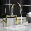image:imageKingston Brass KS2173KL Whitaker Industrial Style Bridge Bathroom Faucet with PopUp Drain Antique BrassPolished Brass