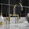 image:imageKingston Brass KS2173KL Whitaker Industrial Style Bridge Bathroom Faucet with PopUp Drain Antique BrassPolished Brass