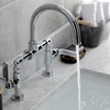 image:imageKingston Brass KS2173KL Whitaker Industrial Style Bridge Bathroom Faucet with PopUp Drain Antique BrassPolished Chrome