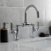 image:imageKingston Brass KS2173KL Whitaker Industrial Style Bridge Bathroom Faucet with PopUp Drain Antique BrassPolished Chrome