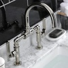image:imageKingston Brass KS2173KL Whitaker Industrial Style Bridge Bathroom Faucet with PopUp Drain Antique BrassPolished Nickel