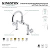 image:imageKingston Brass KS2177RKX Webb TwoHandle 2Hole Deck Mount Bridge Bathroom Faucet with Knurled Handle and Push PopUp Drain in Brushed BrassBrushed Nickel