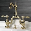 image:imageKingston Brass KS7971TAL 4 34 in Spout Reach Bridge Lavatory Faucet with Brass Pop Up Polished ChromePolished Brass