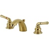 image:imageKingston Brass KB959 Magellan II 4Inch to 8Inch Mini Widespread Lavatory Faucet with Metal lever handle Polished Brass and Brushed NickelBrushed Brass