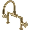 image:imageKingston Brass KS2177RKX Webb TwoHandle 2Hole Deck Mount Bridge Bathroom Faucet with Knurled Handle and Push PopUp Drain in Brushed BrassBrushed Brass