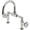 image:imageKingston Brass KS2177RKX Webb TwoHandle 2Hole Deck Mount Bridge Bathroom Faucet with Knurled Handle and Push PopUp Drain in Brushed BrassPolished Nickel