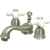 image:imageKingston Brass KS3951PX Restoration Mini Widespread Lavatory Faucet with Porcelain Cross Handle Polished Chrome4Inch Adjustable CenterBrushed Nickel