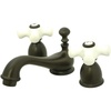 image:imageKingston Brass KS3951PX Restoration Mini Widespread Lavatory Faucet with Porcelain Cross Handle Polished Chrome4Inch Adjustable CenterOil Rubbed Bronze