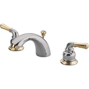 image:imageKingston Brass GKB954 Magellan Mini Widespread Lavatory Faucet with Retail Popup Chrome with Polished Brass Trim 45 x 4 x 206Chrome with Polished Brass Trim