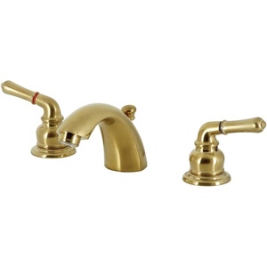 image:imageKingston Brass KB959 Magellan II 4Inch to 8Inch Mini Widespread Lavatory Faucet with Metal lever handle Polished Brass and Brushed NickelBrushed Brass