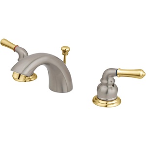 image:imageKingston Brass KB959 Magellan II 4Inch to 8Inch Mini Widespread Lavatory Faucet with Metal lever handle Polished Brass and Brushed NickelBrushed NickelPolished Brass