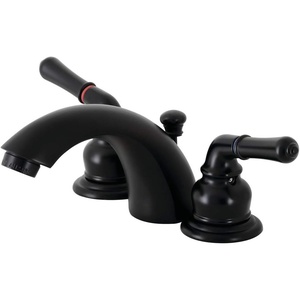 image:imageKingston Brass KB959 Magellan II 4Inch to 8Inch Mini Widespread Lavatory Faucet with Metal lever handle Polished Brass and Brushed NickelMatte Black