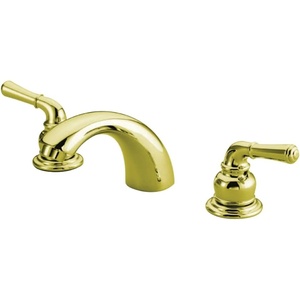 image:imageKingston Brass KB959 Magellan II 4Inch to 8Inch Mini Widespread Lavatory Faucet with Metal lever handle Polished Brass and Brushed NickelPolished Brass