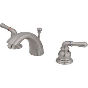 image:imageKingston Brass KB959 Magellan II 4Inch to 8Inch Mini Widespread Lavatory Faucet with Metal lever handle Polished Brass and Brushed NickelSatin Nickel