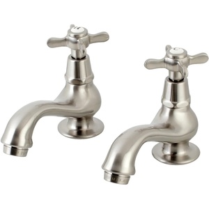 image:imageKingston Brass KS1101BEX Basin Tap Faucet with Cross Handle Polished ChromeBrushed Nickel