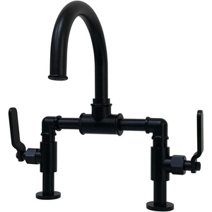 image:imageKingston Brass KS2173KL Whitaker Industrial Style Bridge Bathroom Faucet with PopUp Drain Antique BrassMatte Black