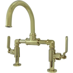 image:imageKingston Brass KS2173KL Whitaker Industrial Style Bridge Bathroom Faucet with PopUp Drain Antique BrassPolished Brass