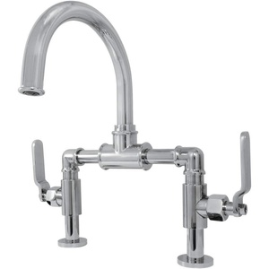 image:imageKingston Brass KS2173KL Whitaker Industrial Style Bridge Bathroom Faucet with PopUp Drain Antique BrassPolished Chrome