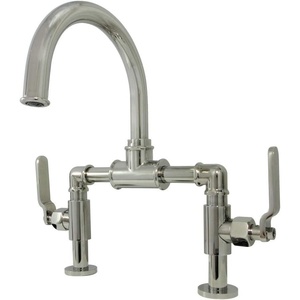 image:imageKingston Brass KS2173KL Whitaker Industrial Style Bridge Bathroom Faucet with PopUp Drain Antique BrassPolished Nickel